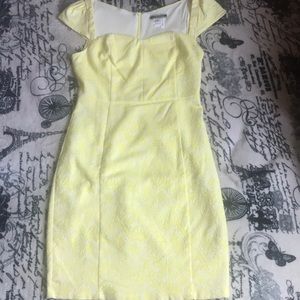 Yellow slim curvy mini dress